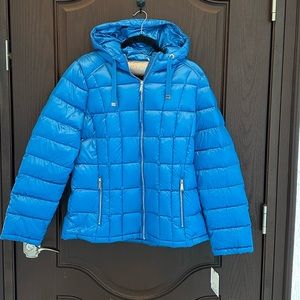 Calvin Klein Blue Hooded Puffer Jacket Women’s Size L NWT Winter Coat